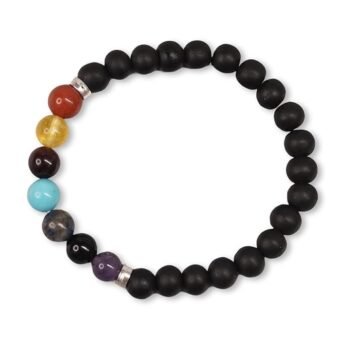Japa Karungali x Seven Chakra Band – Natural Ebony Wood Bracelet 4 Inches