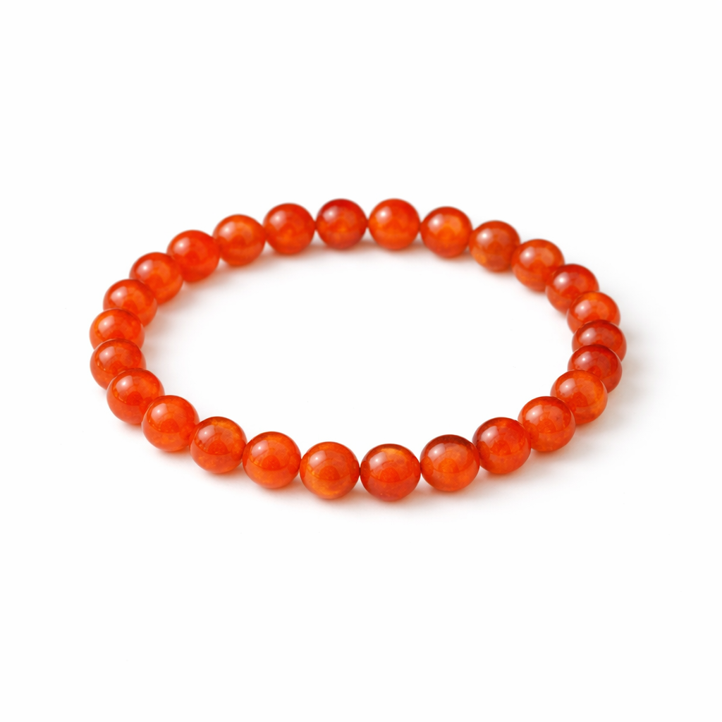 Vibrant Carnelian beaded bracelet close-up Carnelian Healing Crystal Bracelet