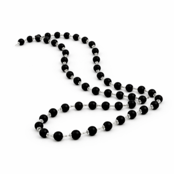 Karungali Mala With Silver Capping (Glass/Gemstone/Wooden Beads)