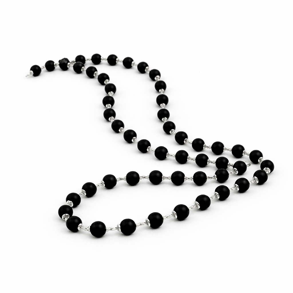Karungali Mala With Silver Capping (Glass/Gemstone/Wooden Bead) Karungali Mala With Silver Capping (Glass/Gemstone/Wooden Beads)