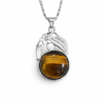 Tiger Eye Crystal Round Pendant For Unisex