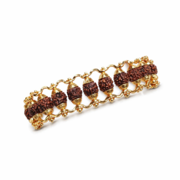 Gold Plated Rudraksha Chain Bracelet Brass