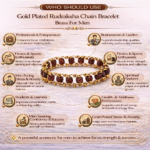 Gold Plated Rudraksha Chain Bracelet Brass