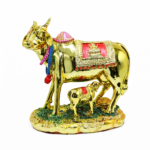 Golden Kamdhenu Cow Calf Statue