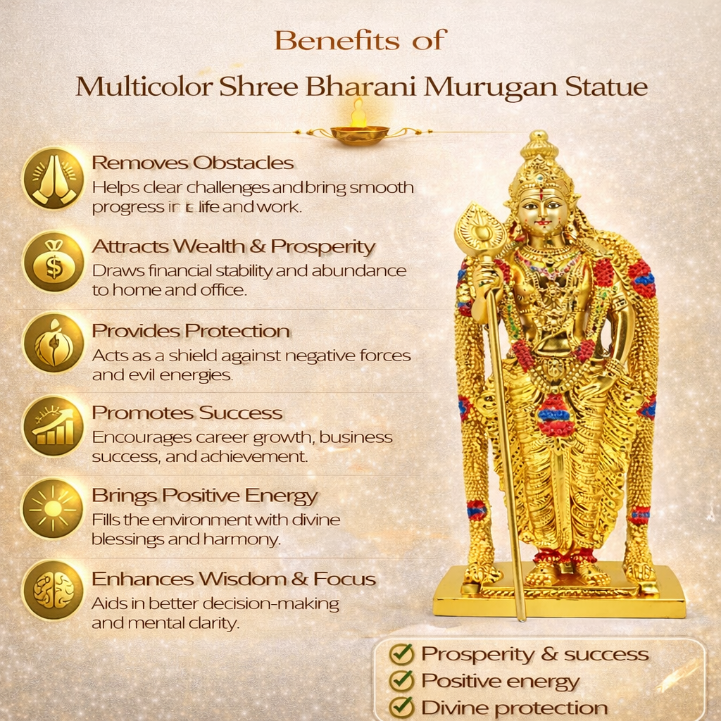 Multicolor Shree Bharani Murugan Statue For Home And Office benefits of Multicolor Shree Bharani Murugan Statue For Home And Office