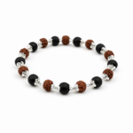 Rudraksha With Karungali Bracelet With Silver Capping