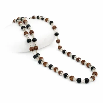 Karungali & Rudraksha Mala With Silver Capping