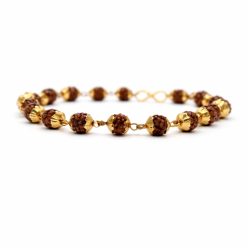 Rudraksha With Golden Cap Bracelet