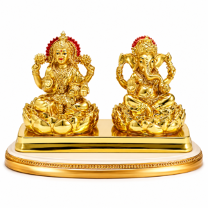 Golden Resin And Metal Laxmi Ganesh