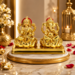 Golden Resin And Metal Laxmi Ganesh