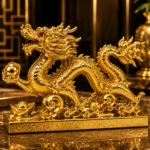 Golden Resin & Metal Feng Shui Dragon
