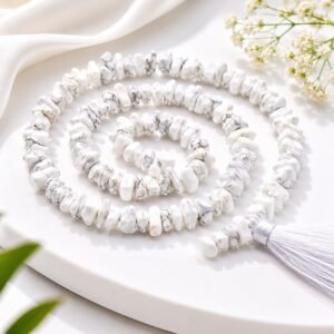 White Howlite Stone Chips Mala For Women