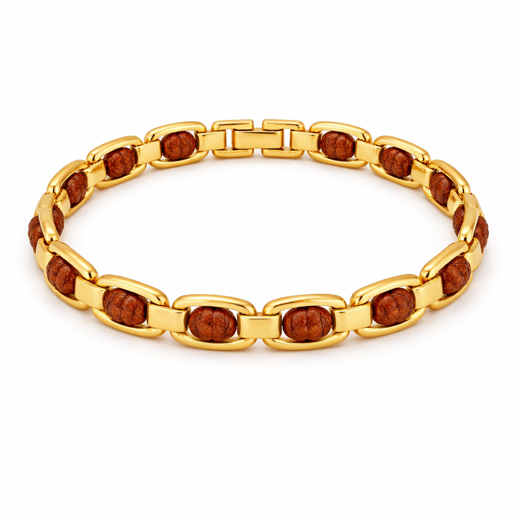 Golden And Silver Rudraksha Bracelet For Men