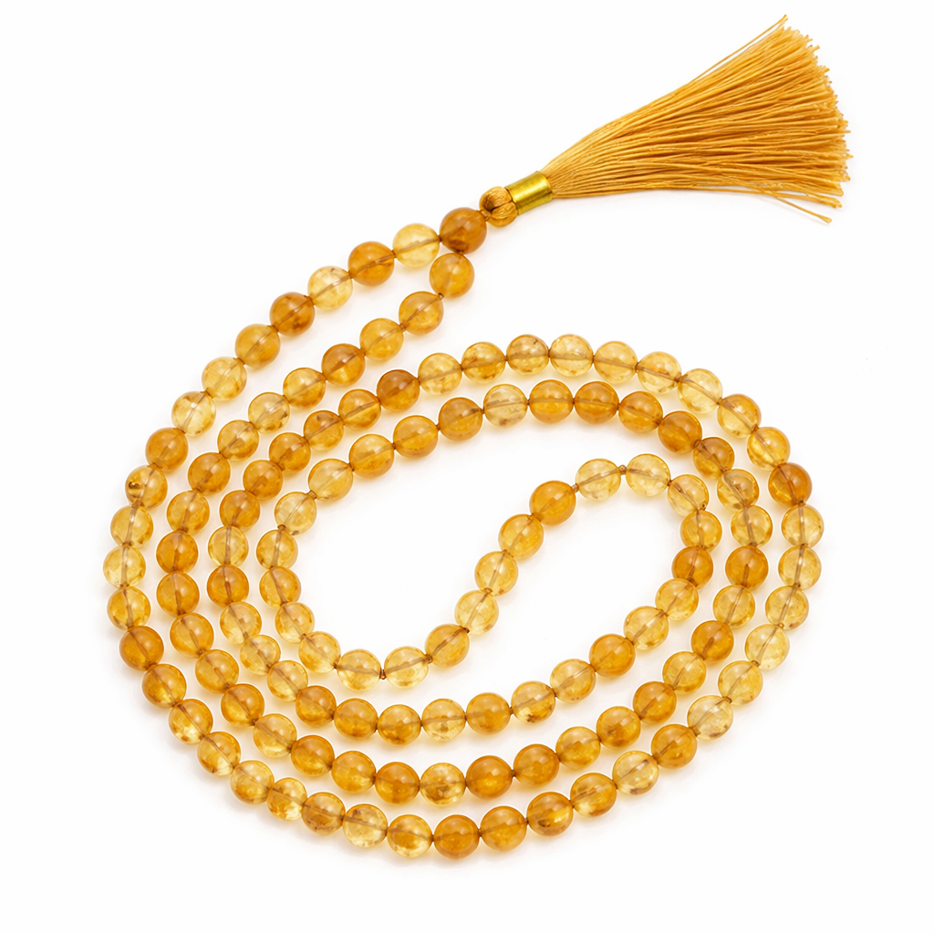 Natural Crystal Stone Citrine Mala For Women