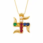 Navratna Alloy Metal And Stones Swastik Locket