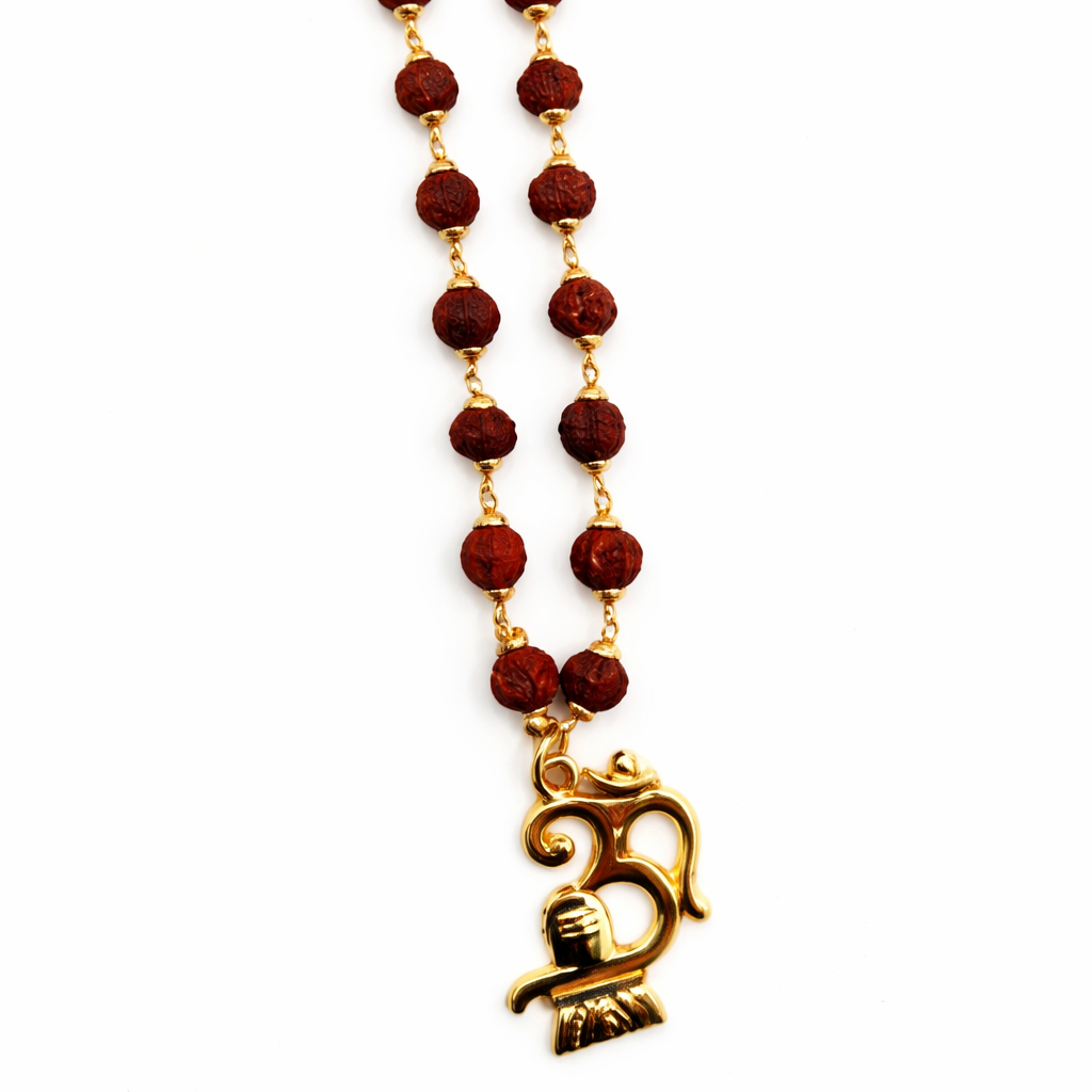 Rudraksha Om Shivling Mala For Unisex