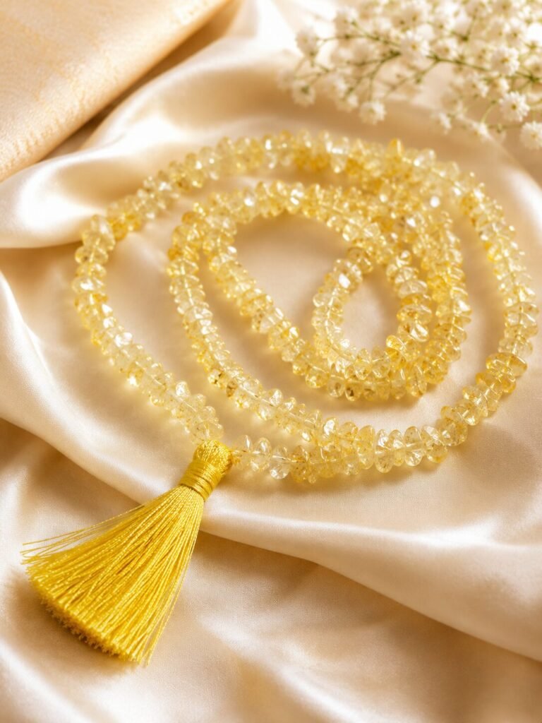 Yellow Opal Stone Chips Mala For Women