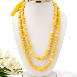 Yellow Natural Howlite Chips Mala