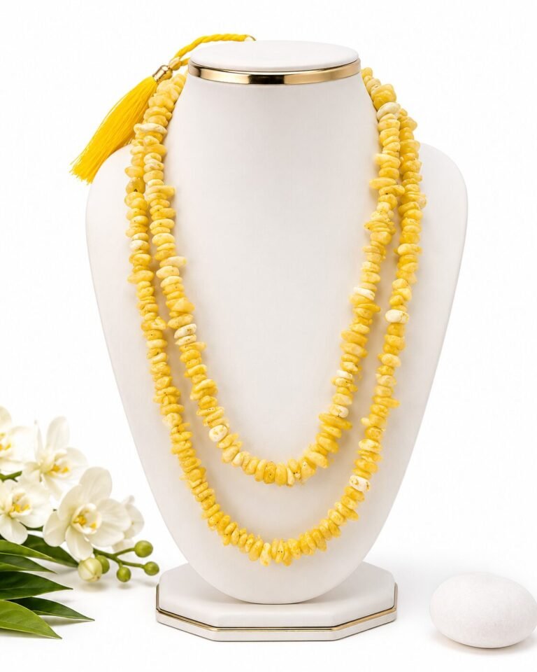 Yellow Natural Howlite Chips Mala