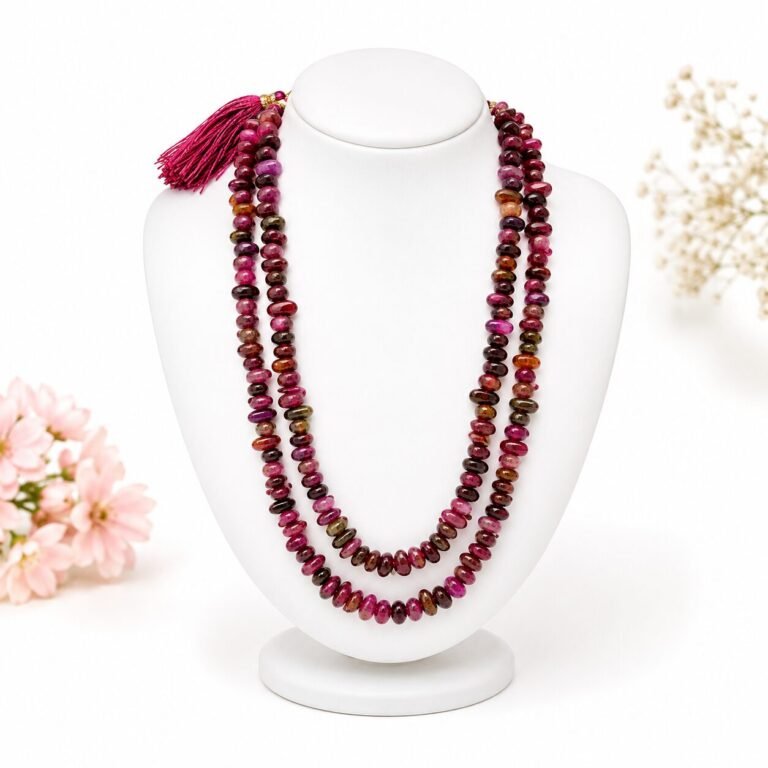Multicolor Rhodolite Garnet Chips Mala For Women