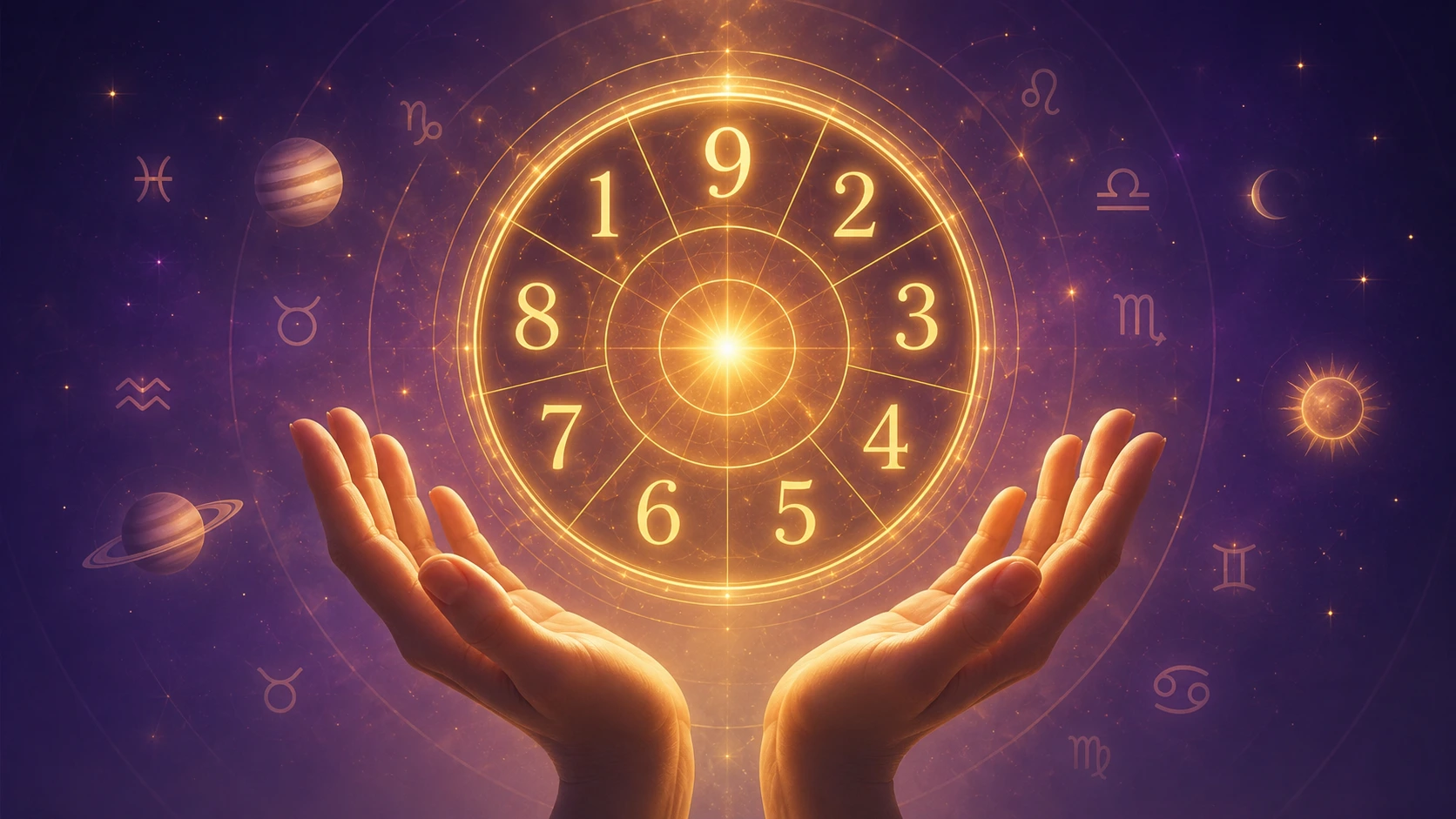 Hands holding a cosmic wheel