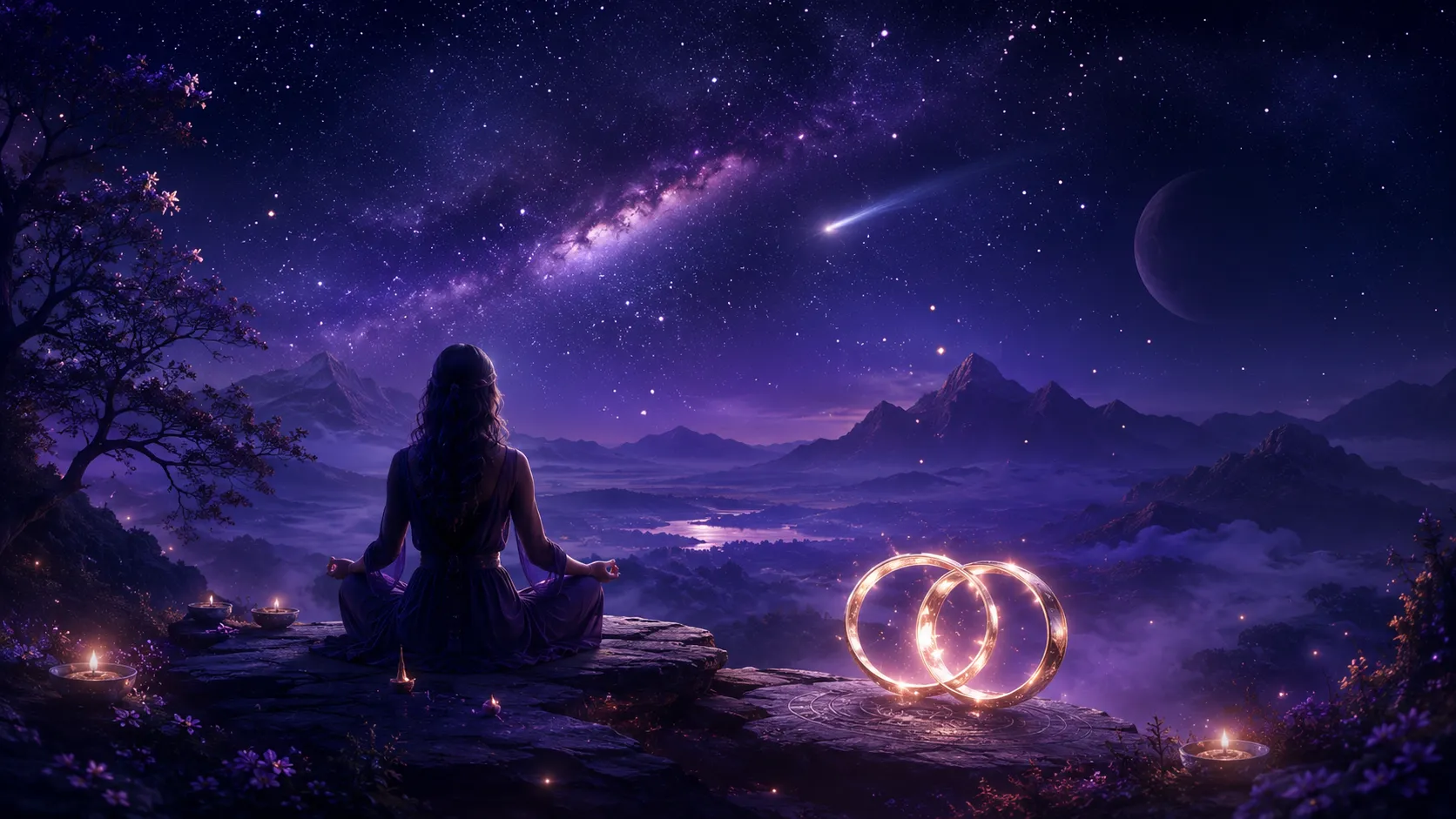 Mystical meditation under cosmic skies
