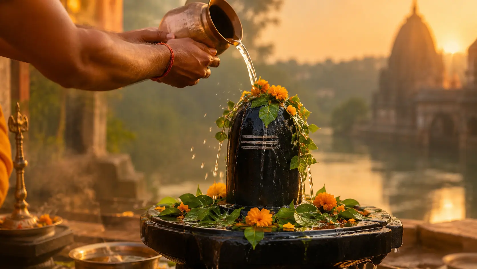 Shiva Lingam Abhishekam at Sunrise