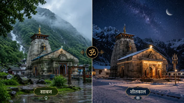 Monsoon and Winter Mountain Temple Contrast