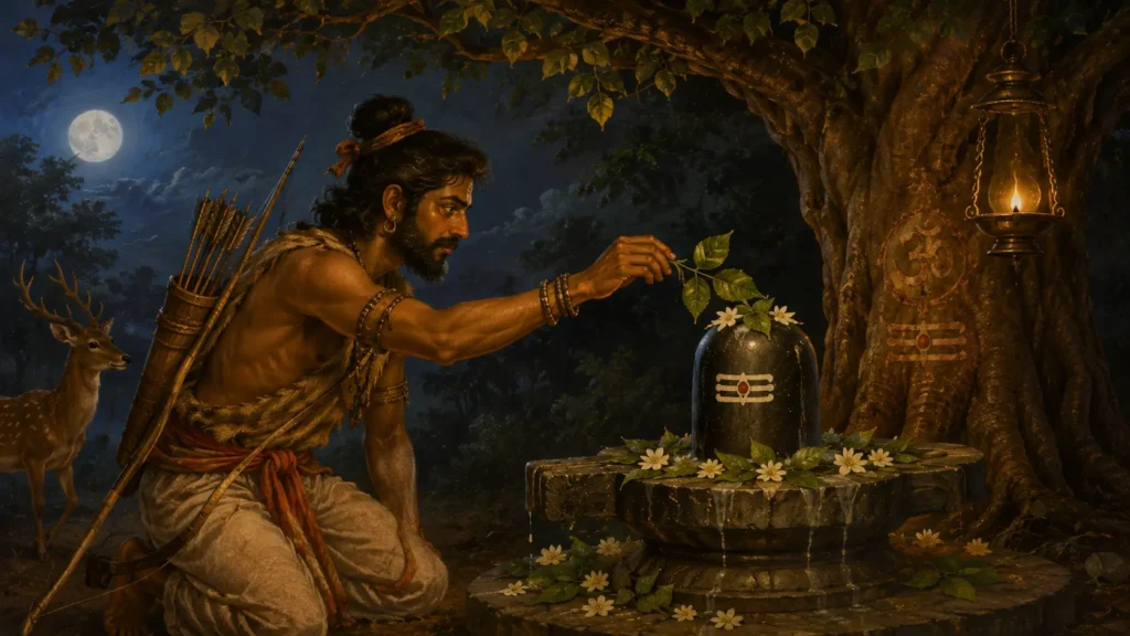Moonlit Forest Devotion to Shiva