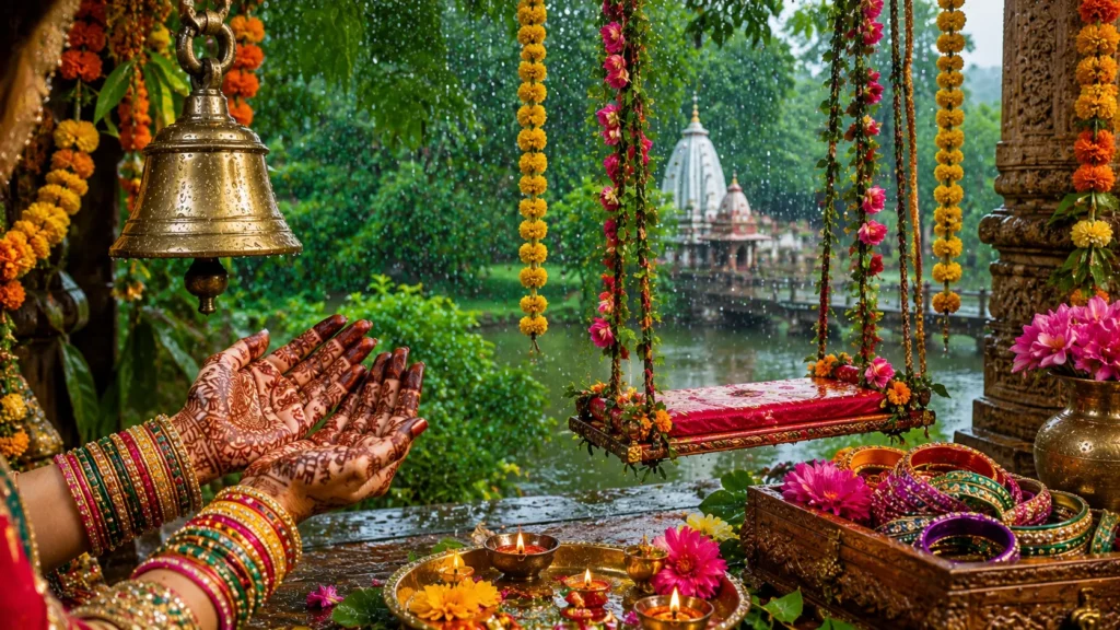 Rain-Kissed Monsoon Temple Celebration