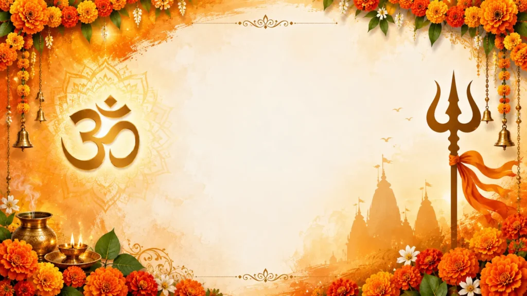 Saffron Hindu Devotional Greeting Frame